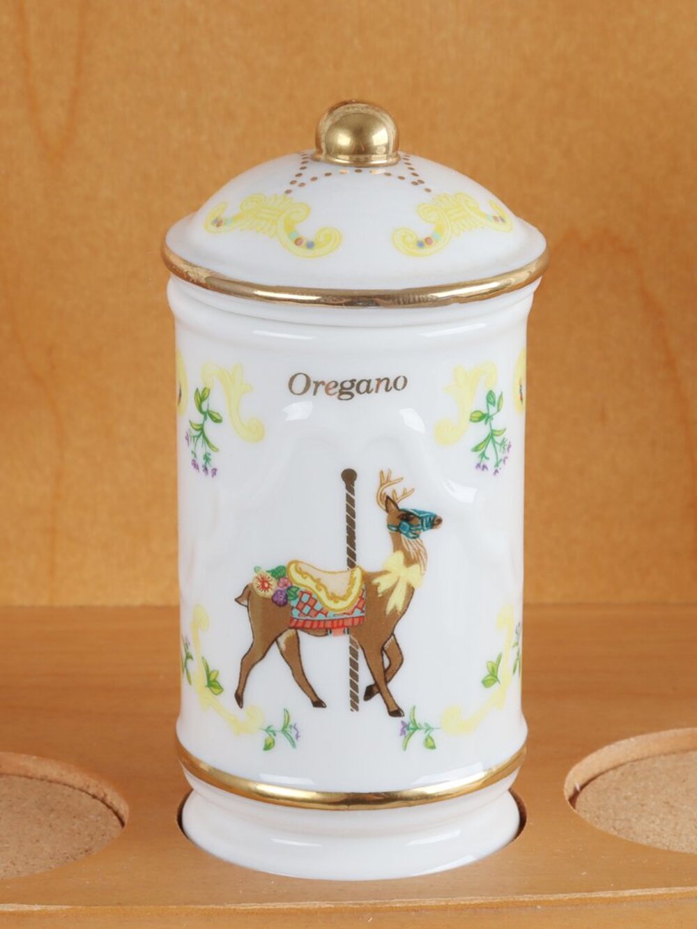 Vintage LENOX Oregano Spice Jar & Lid - The Spice Carousel Collection
